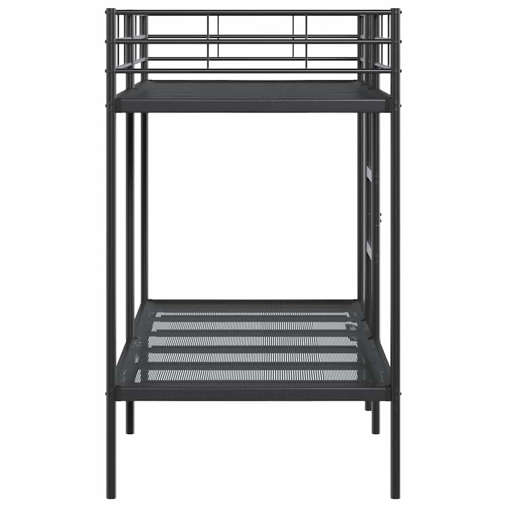 Letto a Castello senza Materasso Nero 90x200 cm in Acciaio