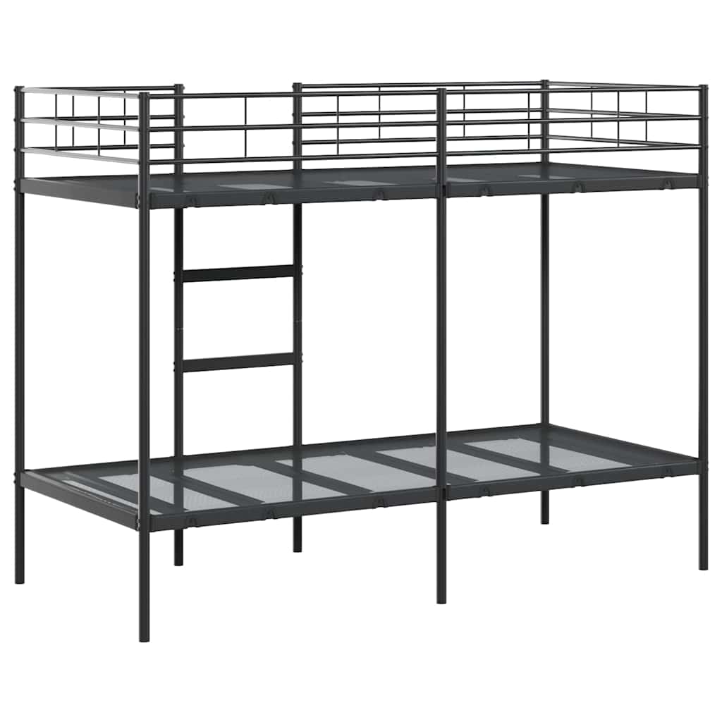 Letto a Castello senza Materasso Nero 90x200 cm in Acciaio