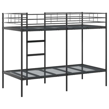 Letto a Castello senza Materasso Nero 90x200 cm in Acciaio