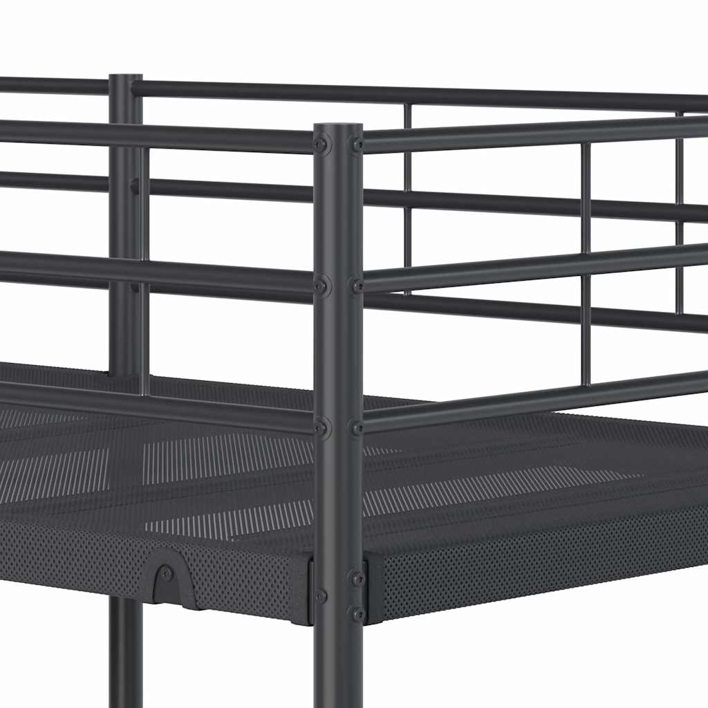 Letto a Castello senza Materasso Nero 90x200 cm in Acciaio