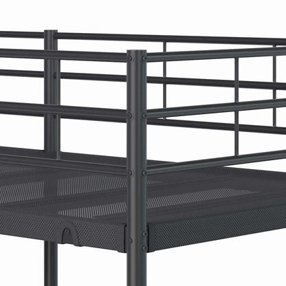 Letto a Castello senza Materasso Nero 90x200 cm in Acciaio