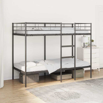 Letto a Castello senza Materasso Nero 90x200 cm in Acciaio