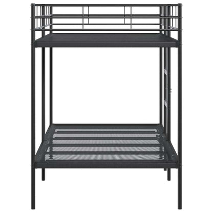 Letto a Castello senza Materasso Nero 100x200 cm in Acciaio