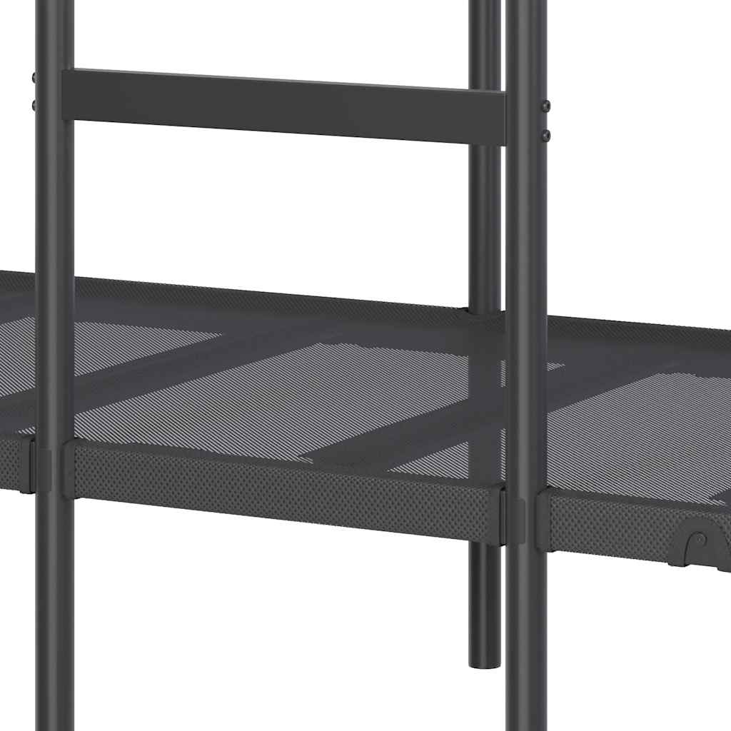 Letto a Castello senza Materasso Nero 100x200 cm in Acciaio