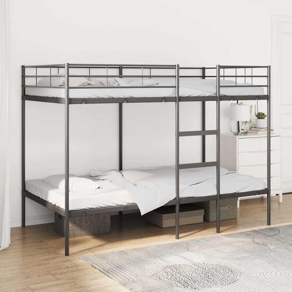 Letto a Castello senza Materasso Nero 100x200 cm in Acciaio