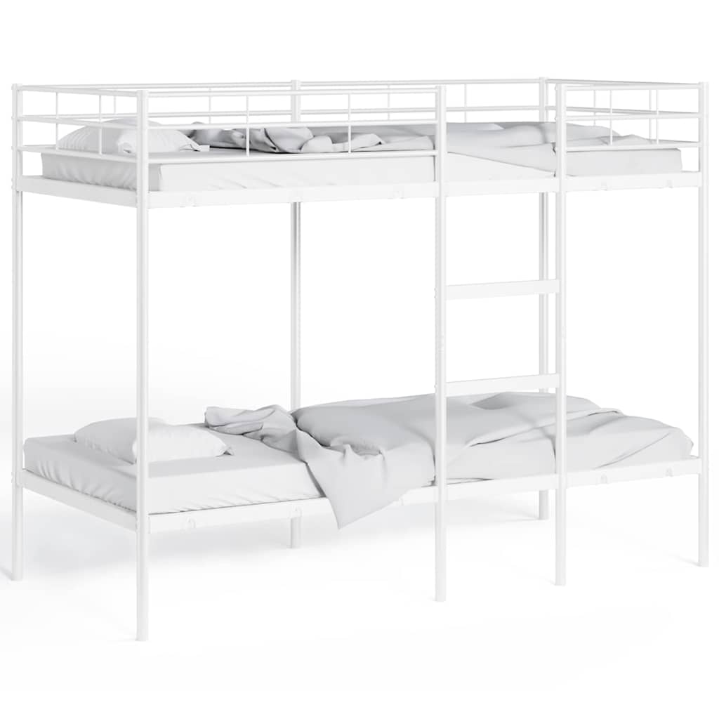 Letto a Castello senza Materasso Bianco 90x190 cm in Acciaio
