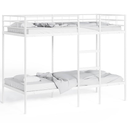 Letto a Castello senza Materasso Bianco 90x190 cm in Acciaio