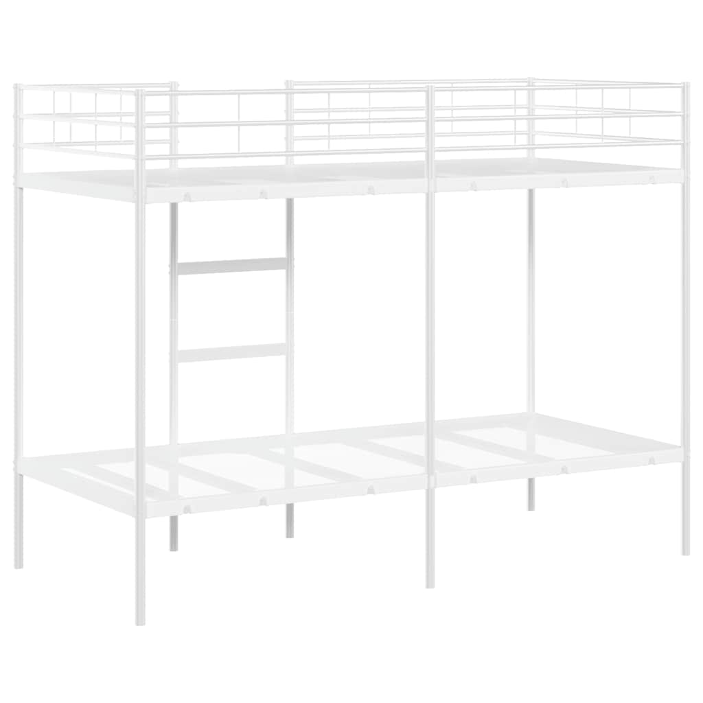 Letto a Castello senza Materasso Bianco 90x190 cm in Acciaio