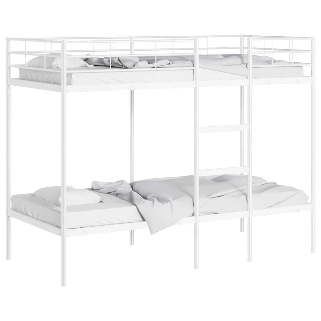 Letto a Castello senza Materasso Bianco 90x200 cm in Acciaio