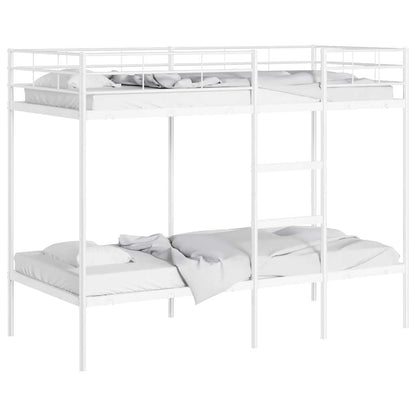 Letto a Castello senza Materasso Bianco 90x200 cm in Acciaio