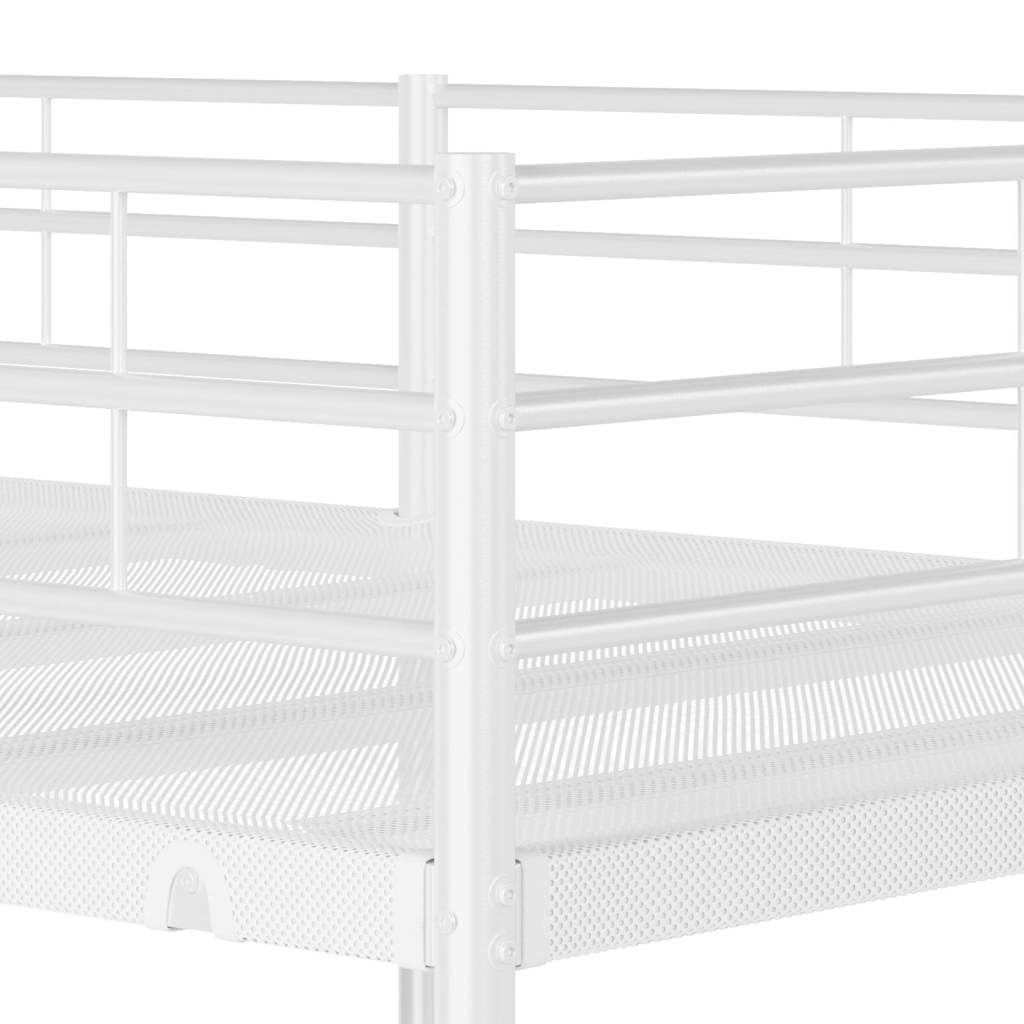 Letto a Castello senza Materasso Bianco 90x200 cm in Acciaio