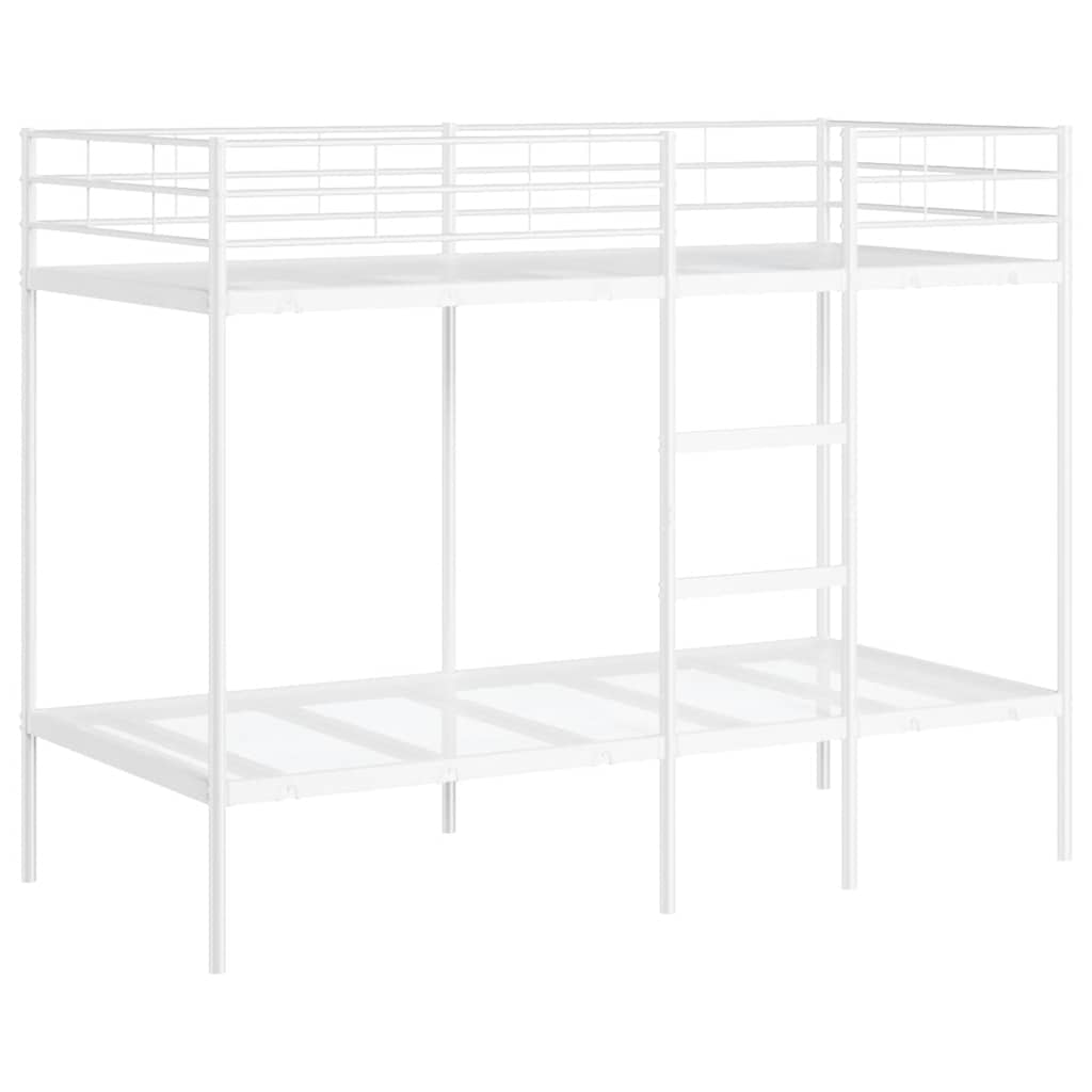 Letto a Castello senza Materasso Bianco 100x190 cm in Acciaio