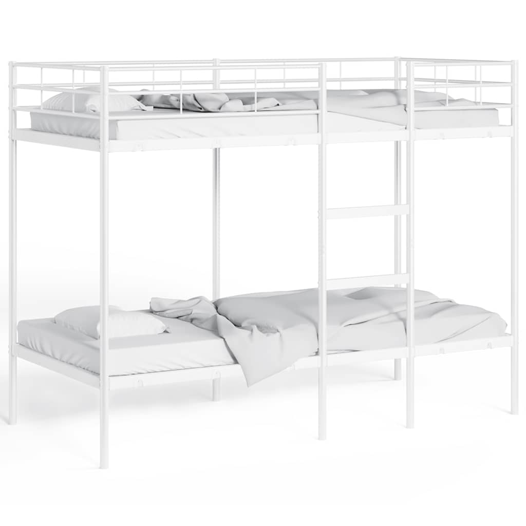 Letto a Castello senza Materasso Bianco 100x190 cm in Acciaio
