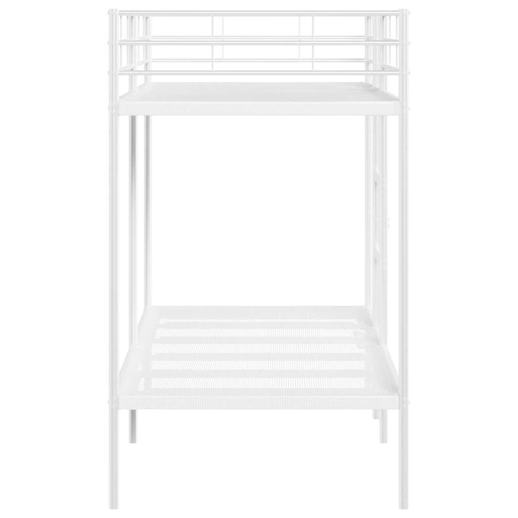 Letto a Castello senza Materasso Bianco 100x190 cm in Acciaio