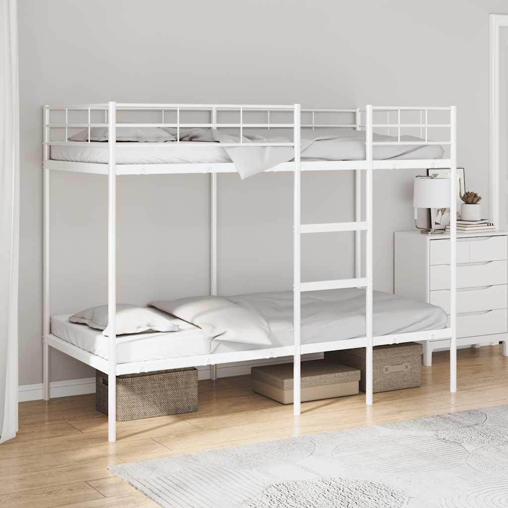 Letto a Castello senza Materasso Bianco 100x190 cm in Acciaio