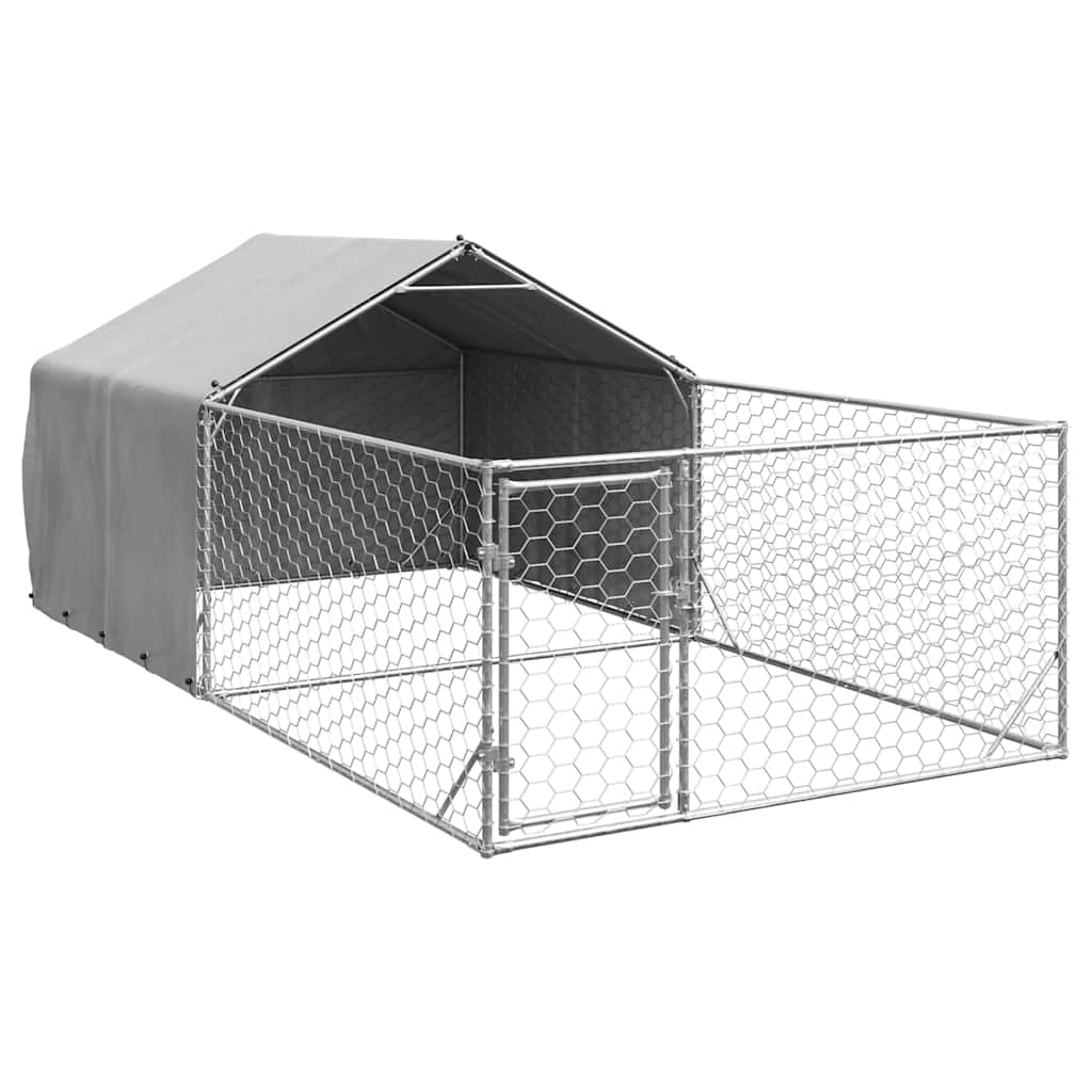 Cuccia per Cani da Esterno con Recinto 5x2x1,5m Acciaio Zincato - homemem39