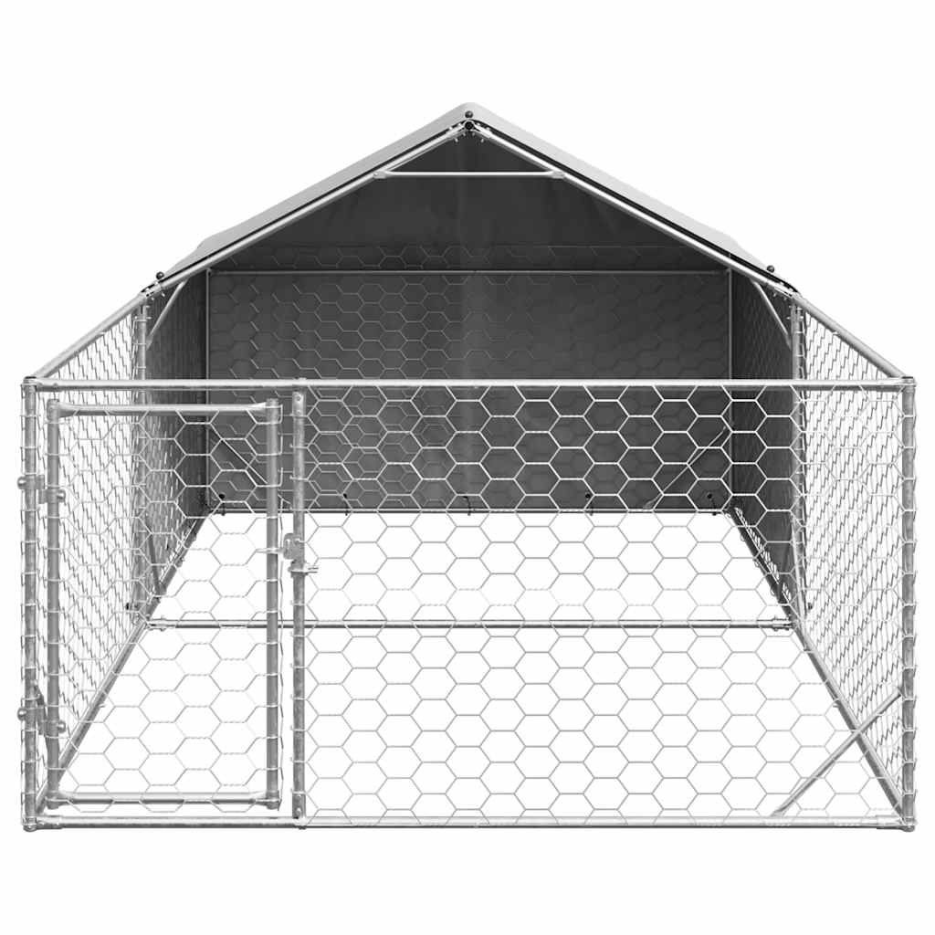 Cuccia per Cani da Esterno con Recinto 5x2x1,5m Acciaio Zincato - homemem39
