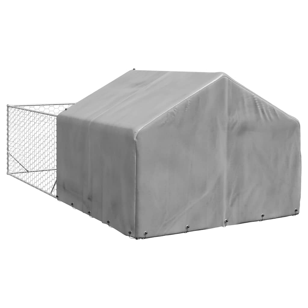 Cuccia per Cani da Esterno con Recinto 5x2x1,5m Acciaio Zincato - homemem39