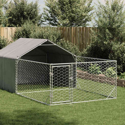 Cuccia per Cani da Esterno con Recinto 5x2x1,5m Acciaio Zincato - homemem39