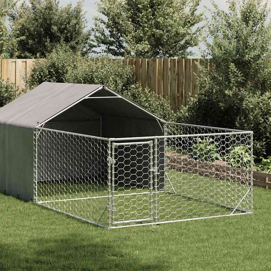Cuccia per Cani da Esterno con Recinto 5x2x1,5m Acciaio Zincato - homemem39
