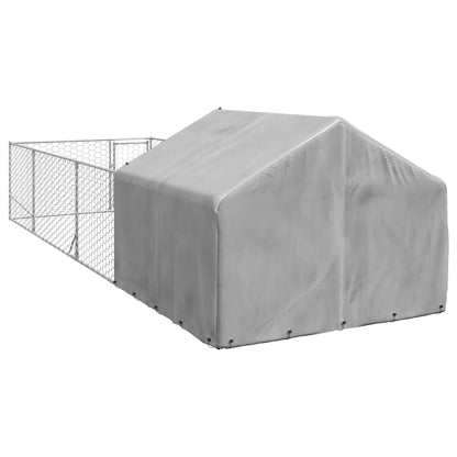 Cuccia per Cani da Esterno con Recinto 6x2x1,5m Acciaio Zincato - homemem39
