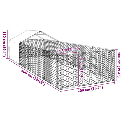 Cuccia per Cani da Esterno con Recinto 6x2x1,5m Acciaio Zincato - homemem39