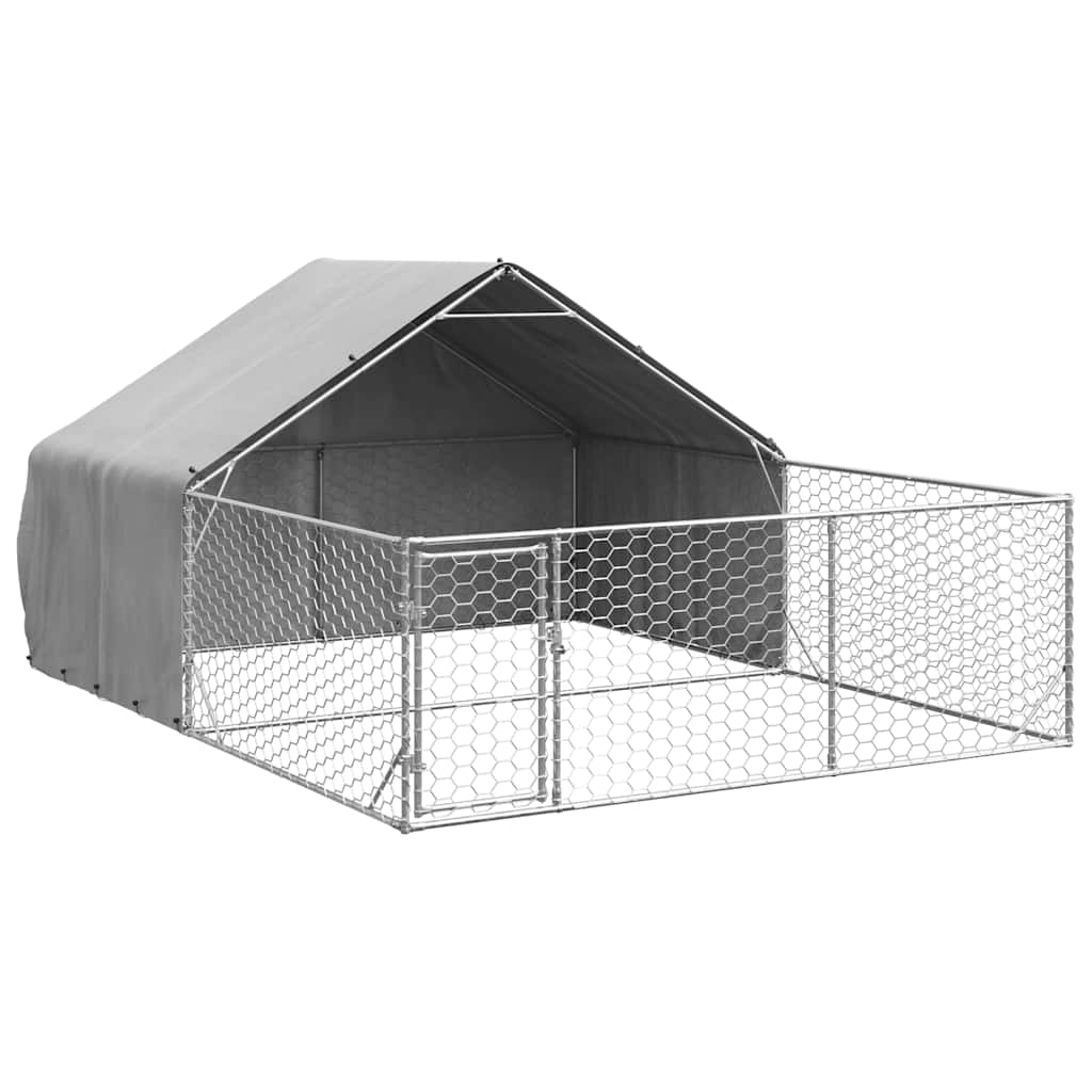 Cuccia per Cani da Esterno con Recinto 4x3x1,9m Acciaio Zincato - homemem39