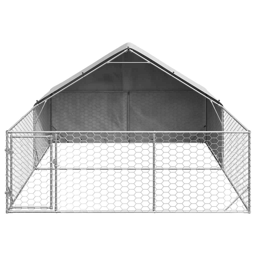 Cuccia per Cani da Esterno con Recinto 4x3x1,9m Acciaio Zincato - homemem39