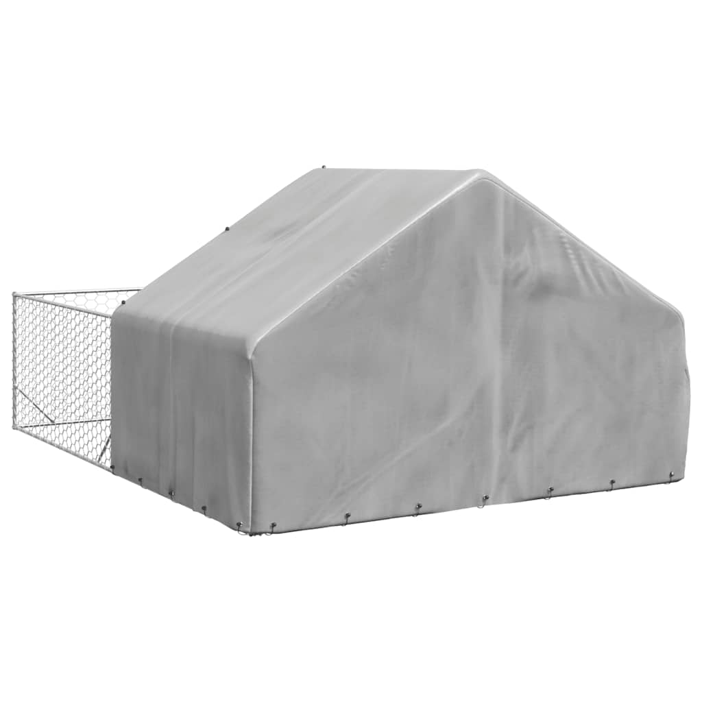 Cuccia per Cani da Esterno con Recinto 4x3x1,9m Acciaio Zincato - homemem39