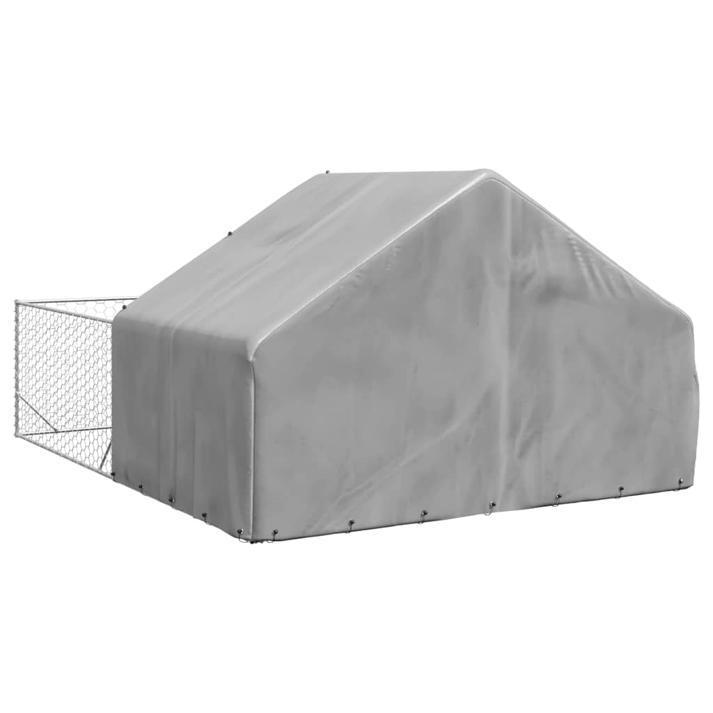 Cuccia per Cani da Esterno con Recinto 5x3x1,9m Acciaio Zincato - homemem39
