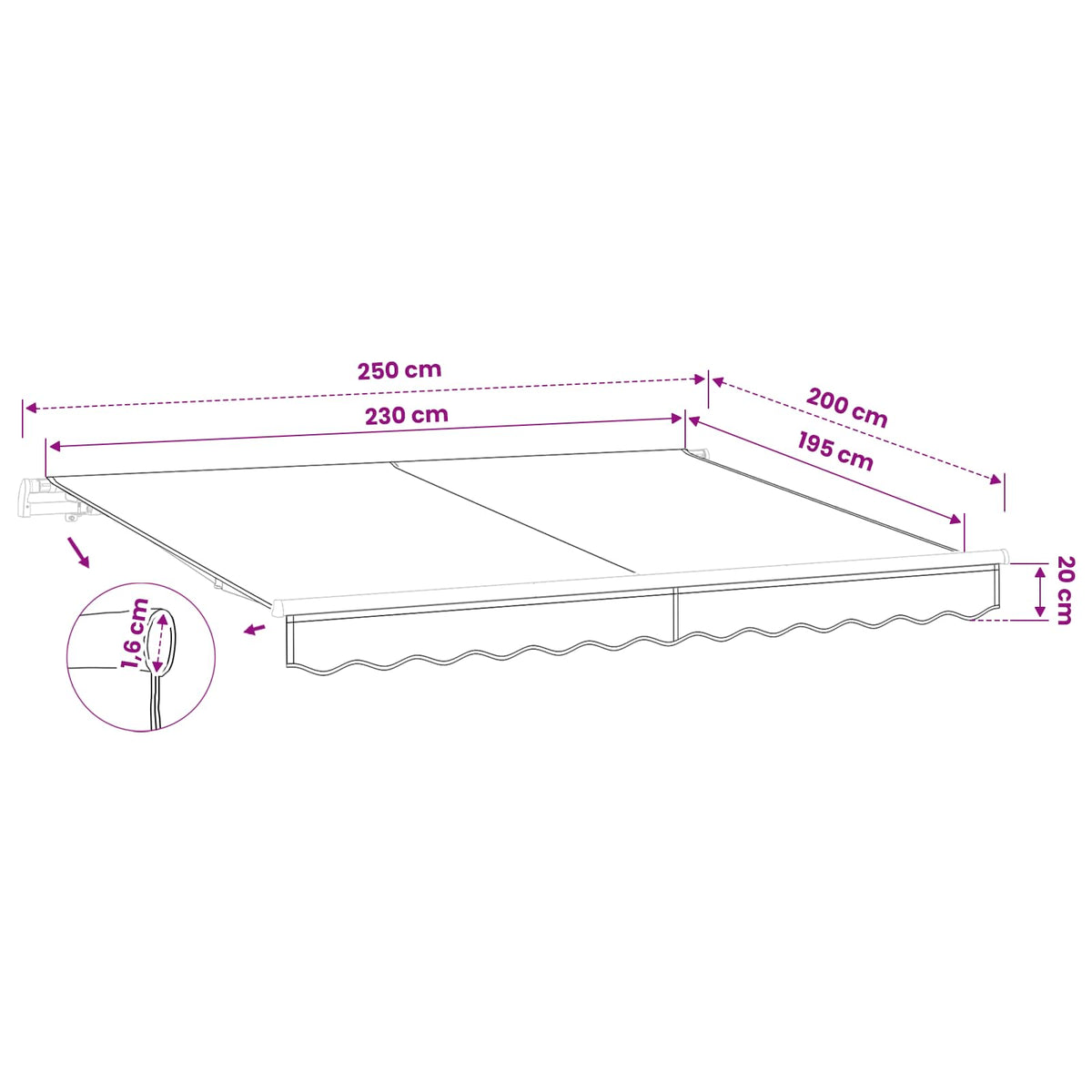Telo di ricambio per tenda da sole per 2,5x2 m Antracite - homemem39