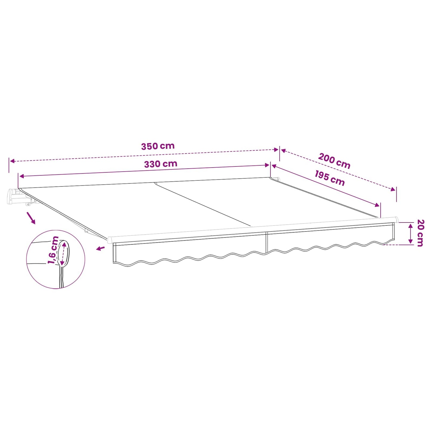 Telo di ricambio per tenda da sole Marrone 330 x 195 cm - homemem39
