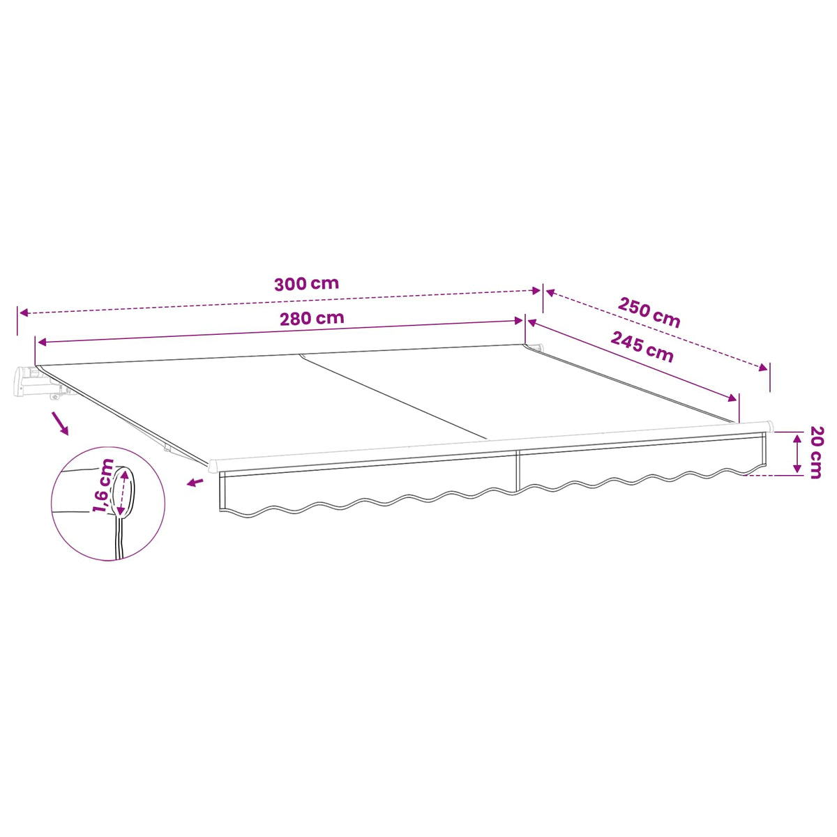 Telo di ricambio per tenda da sole Beige 280 x 245 cm - homemem39