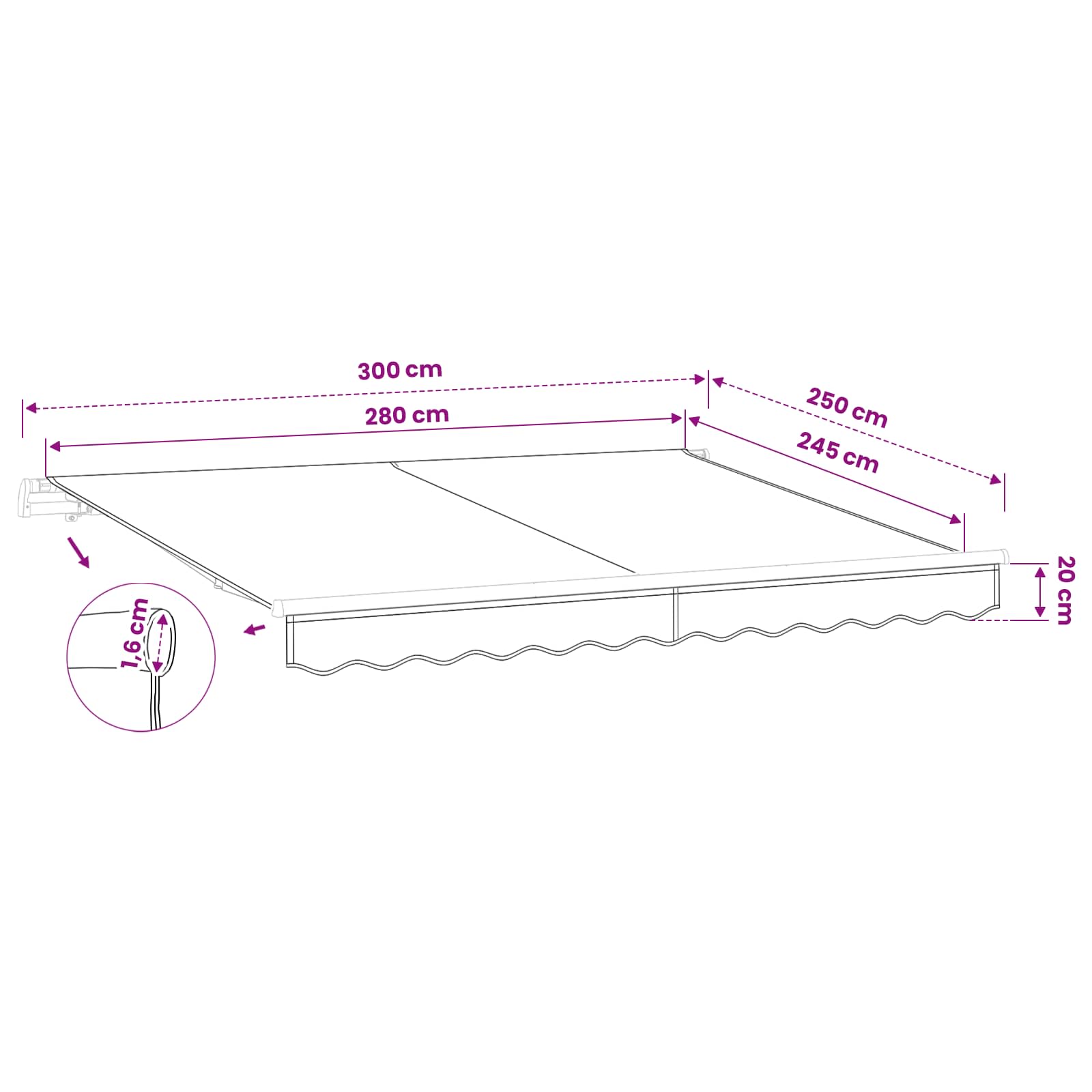 Telo di ricambio per tenda da sole Beige 280 x 245 cm - homemem39