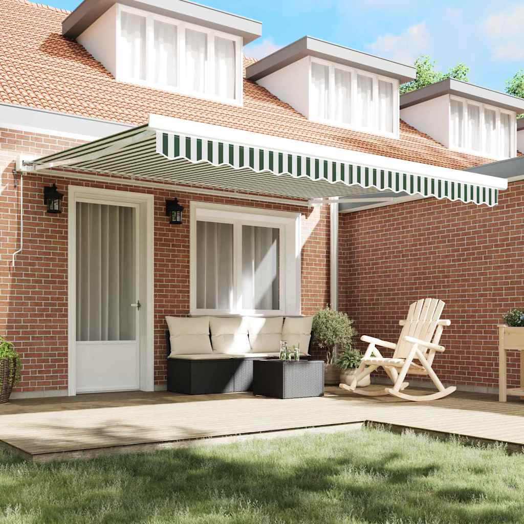 Telo di ricambio per tenda da sole Verde e Bianco 4 × 3 m | homemem39