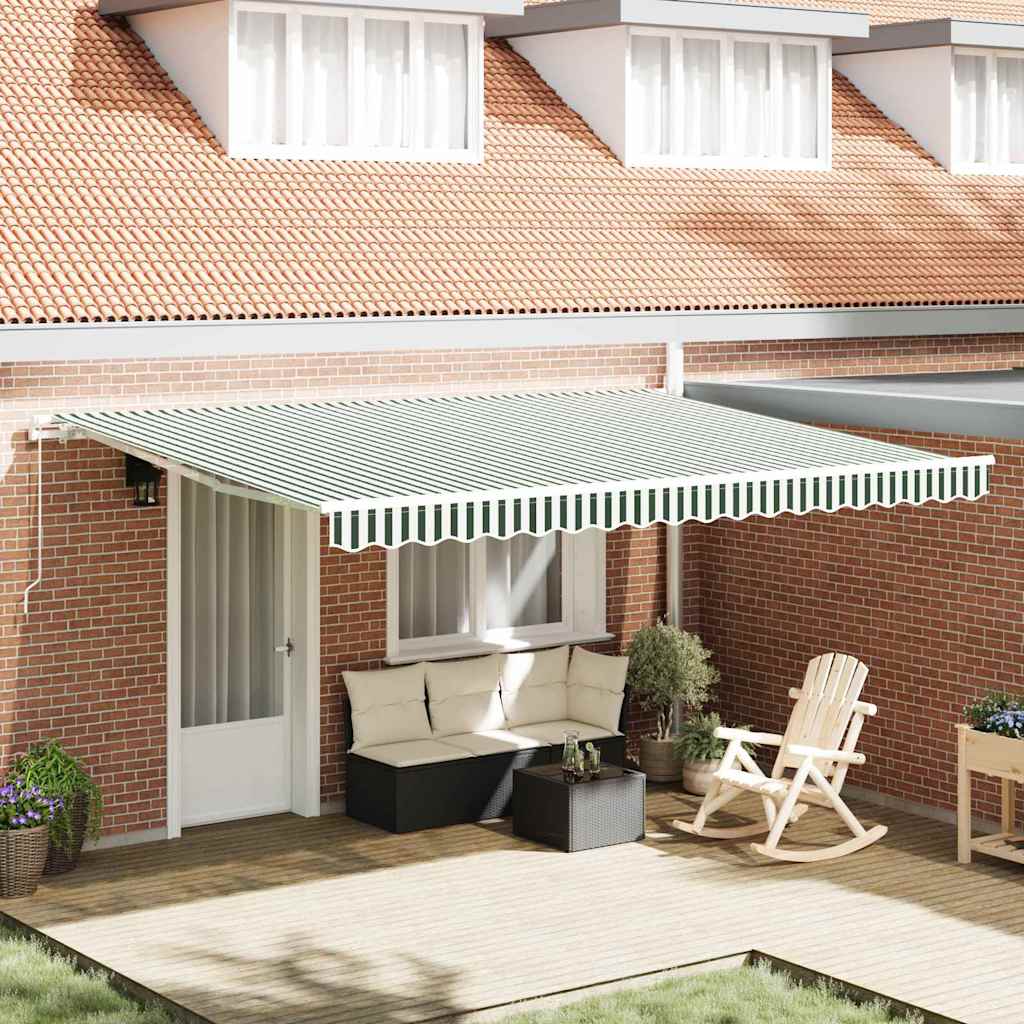 Telo di ricambio per tenda da sole Verde e Bianco 4,5 × 3 m