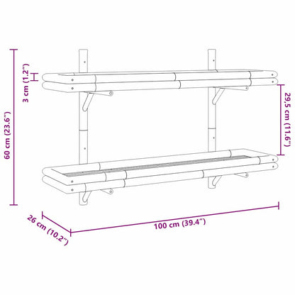 Scaffale da parete Marrone 100 x 26 x 60 cm Bambù | homemem39