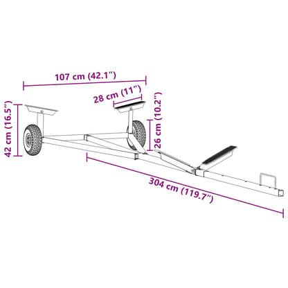 Rimorchio per barche Argento 302 x 107 x 42 cm Acciaio | homemem39