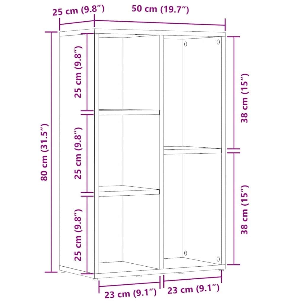 Libreria Rovere Nero 50x25x80 cm in Legno Multistrato | homemem39
