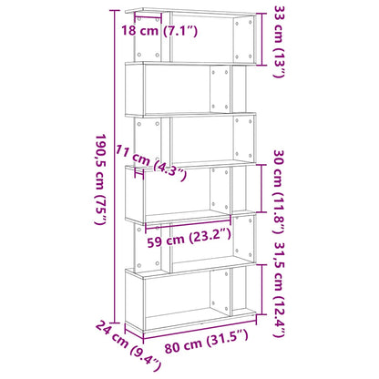 Libreria Rovere Nero 80x24x190,5 cm in Legno Ingegnerizzato | homemem39