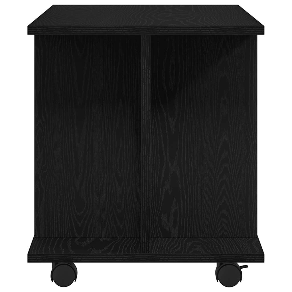 Mobile TV Ruote Rovere Nero 80x40x45cm Legno Multistrato - homemem39