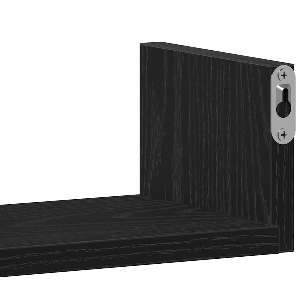 Mensole Parete 3pz Rovere Nero in Legno Multistrato | homemem39