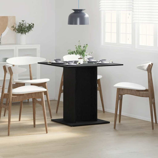 Tavolo da Pranzo Rovere Nero 80x80x75 cm Legno Multistrato | homemem39