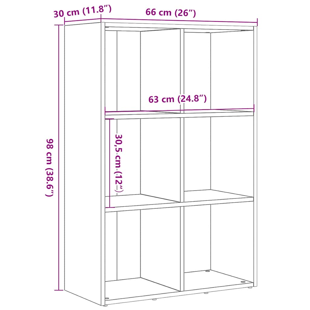 Libreria Rovere Nero 66x30x98 cm in Legno Multistrato | homemem39