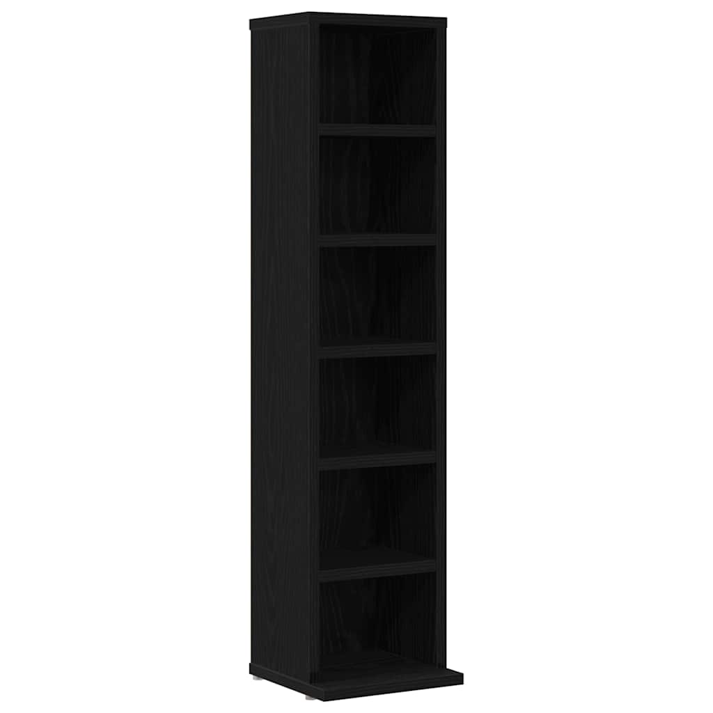 Mobile Porta CD Rovere Nero 21x20x88 cm in Legno Multistrato | homemem39