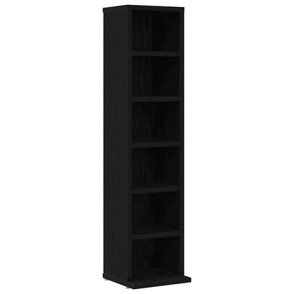 Mobile Porta CD Rovere Nero 21x20x88 cm in Legno Multistrato | homemem39