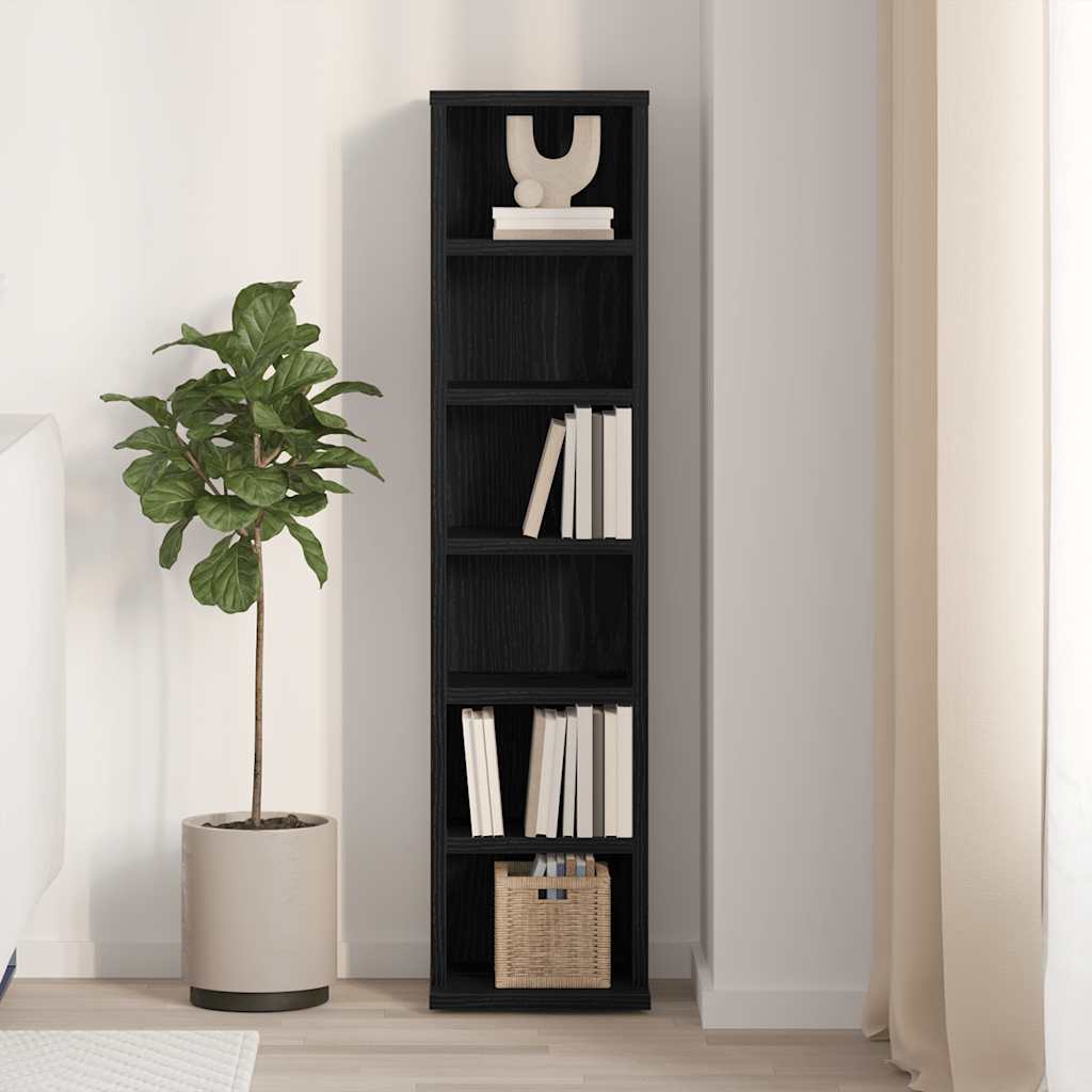 Mobile Porta CD Rovere Nero 21x20x88 cm in Legno Multistrato - homemem39