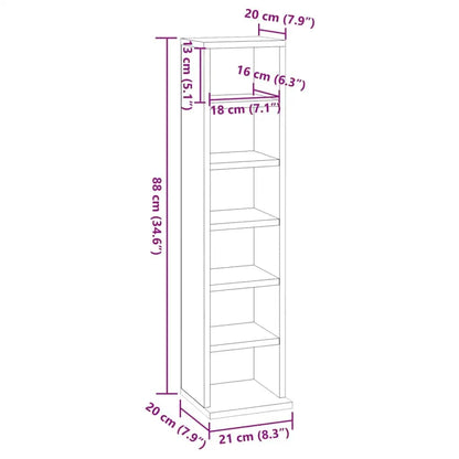 Mobile Porta CD Rovere Nero 21x20x88 cm in Legno Multistrato | homemem39