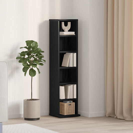 Mobile Porta CD Rovere Nero 21x20x88 cm in Legno Multistrato | homemem39