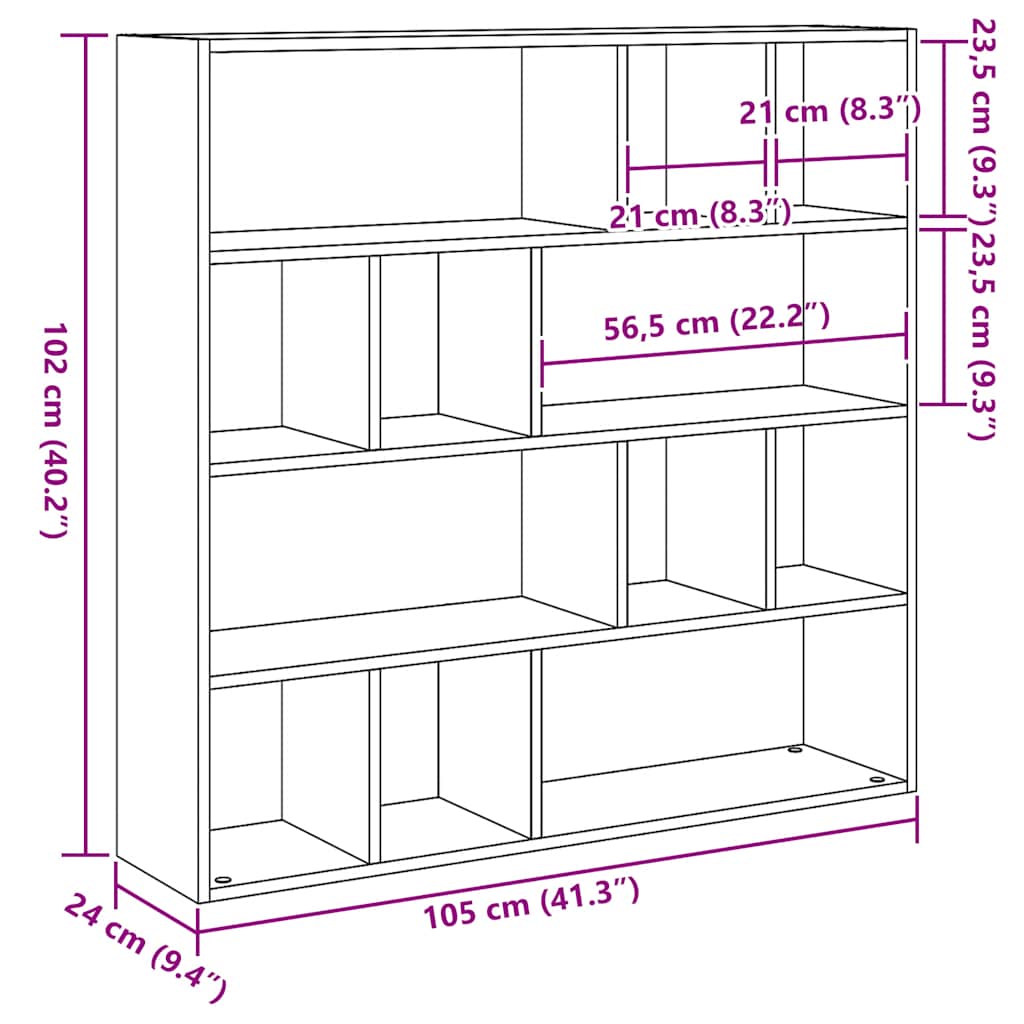 Libreria/Divisorio Rovere Nero 105x24x102 cm | homemem39